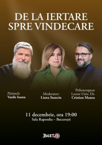             Părintele Vasile Ioana, în fața publicului, la Sala Rapsodia
